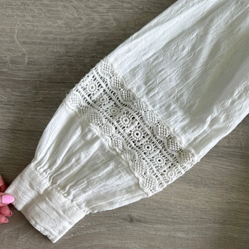 Anthropologie White Long Sleeve Dress Size Medium - Picture 7 of 12